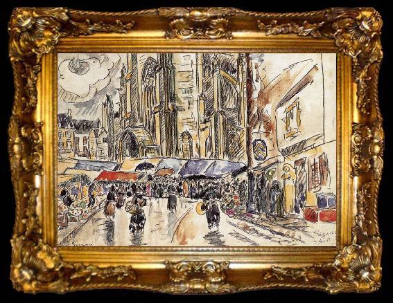 framed  Paul Signac Market, ta009-2
